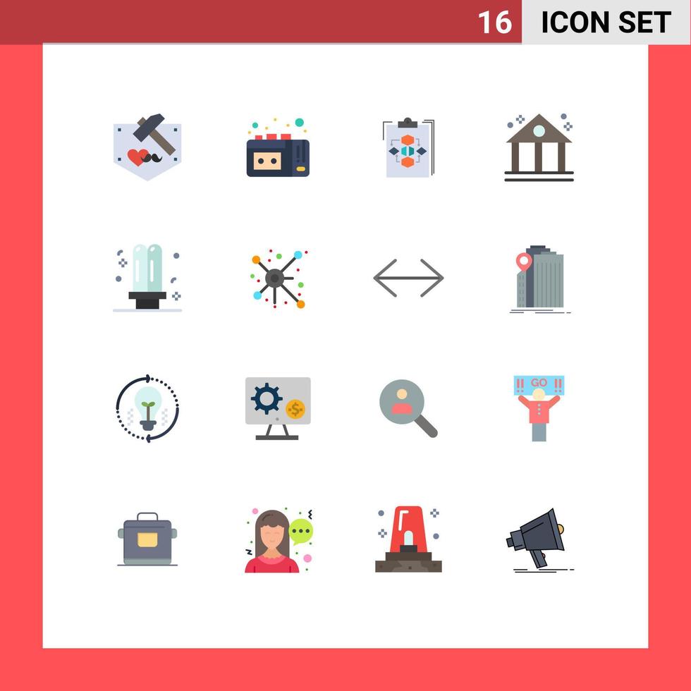 Universal Icon Symbols Group of 16 Modern Flat Colors of bulb business business bank work Editable Pack of Creative Vector Design Elements