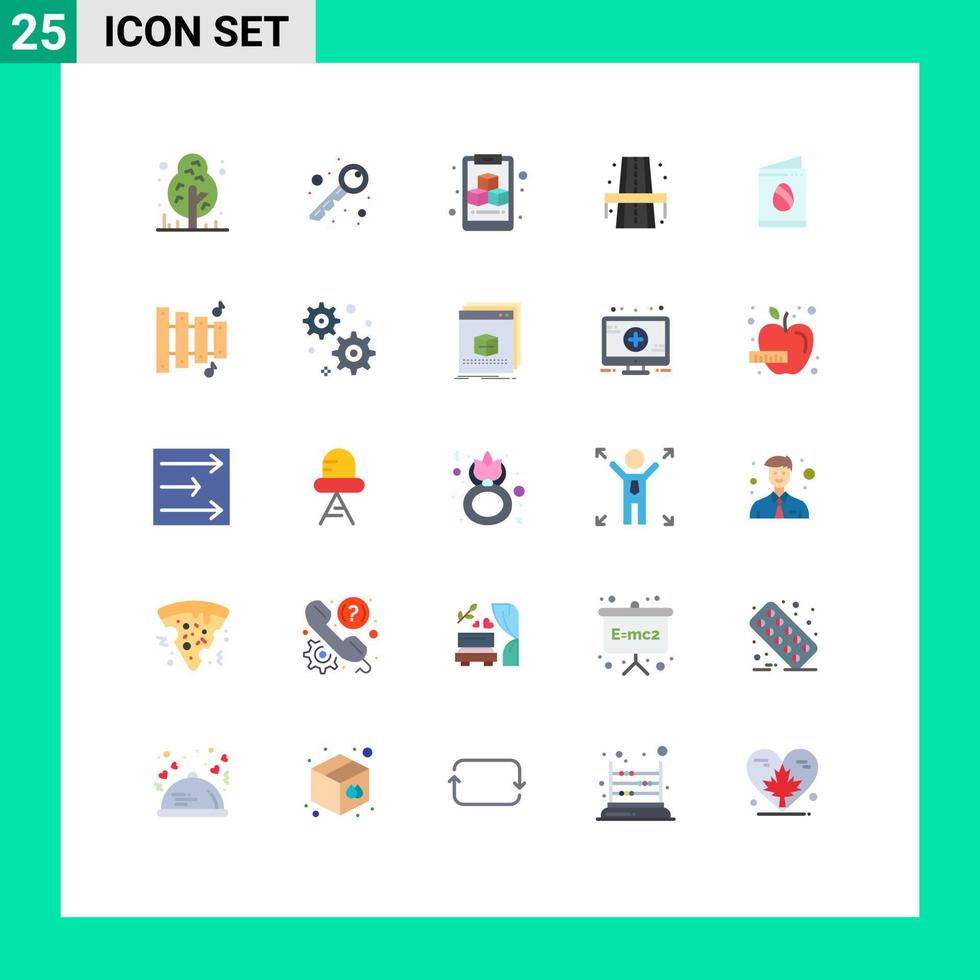 Modern Set of 25 Flat Colors Pictograph of wedding egg cube card rood Editable Vector Design Elements