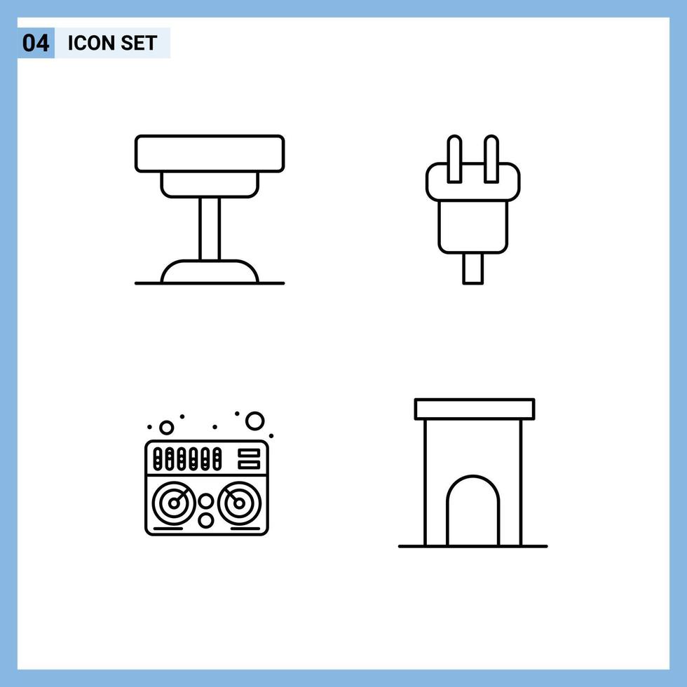 paquete de línea de 4 símbolos universales de elementos de diseño vectorial editables del mezclador del conector interior de energía decorativa vector