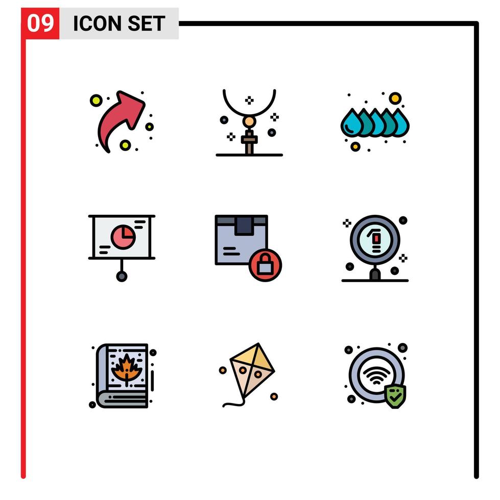 conjunto de 9 iconos de interfaz de usuario modernos símbolos signos para entrega trabajo en equipo collar estrategia negocio elementos de diseño vectorial editables vector