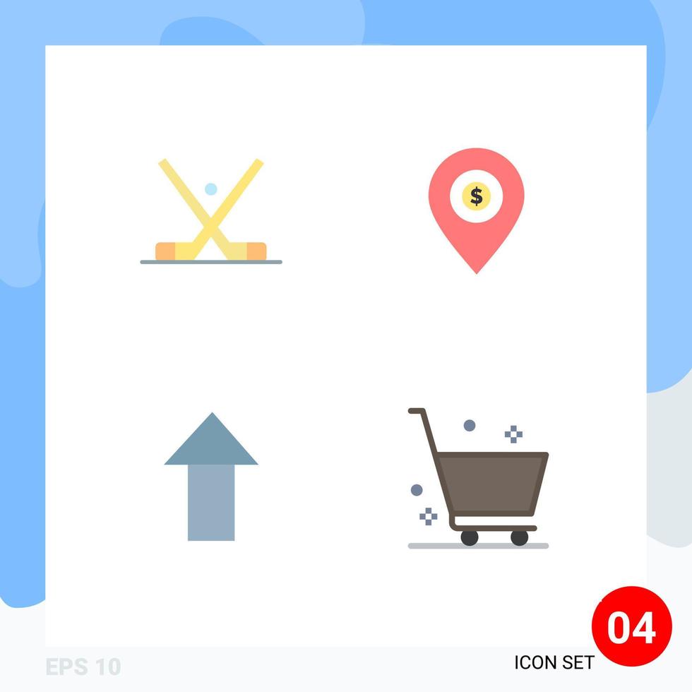 4 Creative Icons Modern Signs and Symbols of emblem money stick map up Editable Vector Design Elements