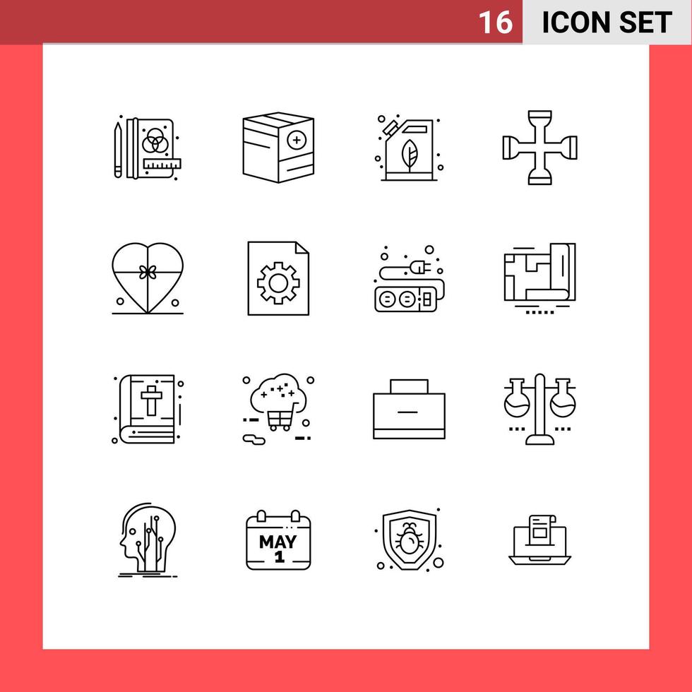 Group of 16 Outlines Signs and Symbols for box tool can setting cross Editable Vector Design Elements