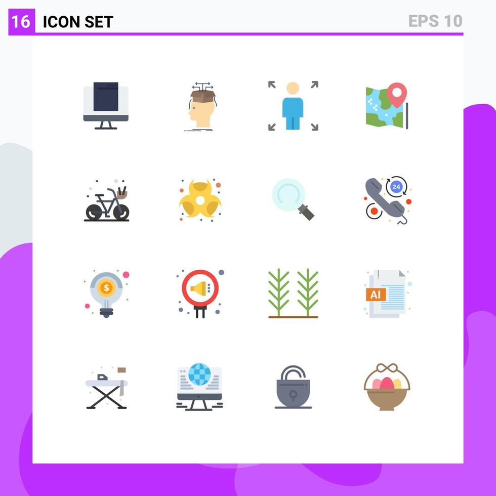 Pictogram Set of 16 Simple Flat Colors of destination location knowledge pin person Editable Pack of Creative Vector Design Elements