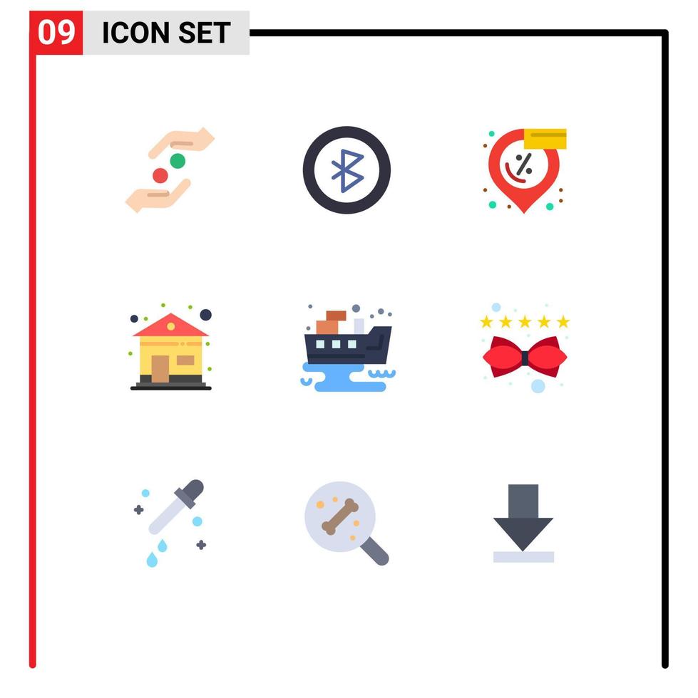 paquete de interfaz de usuario de 9 colores planos básicos de elementos de diseño vectorial editables de construcción de casas de descuento filtrado de contaminación vector