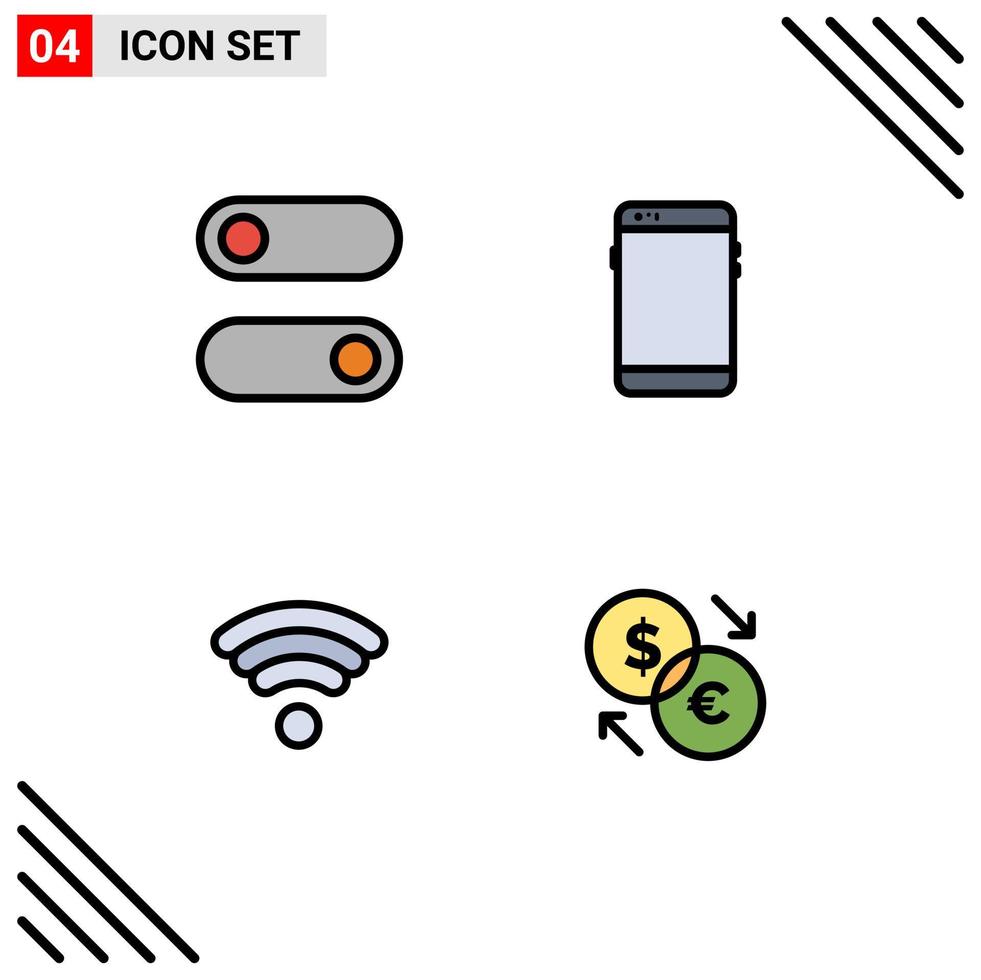 Universal Icon Symbols Group of 4 Modern Filledline Flat Colors of control wifi phone huawei converter Editable Vector Design Elements