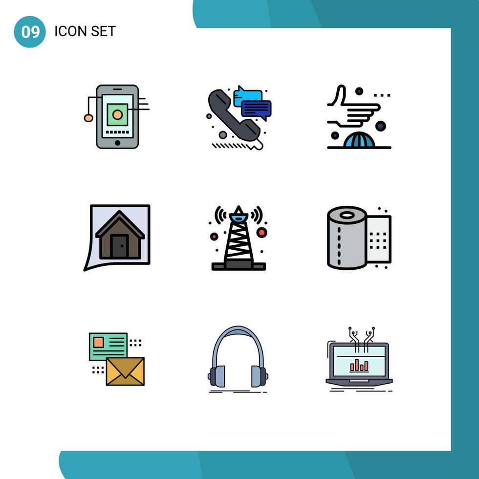 Stock Vector Icon Pack of 9 Line Signs and Symbols for home conversation agreement contact us international Editable Vector Design Elements