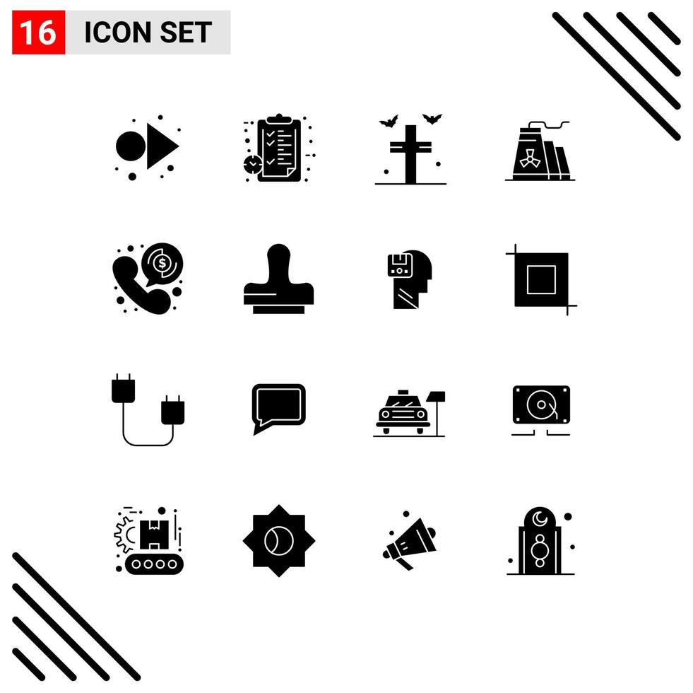 16 Creative Icons Modern Signs and Symbols of payment industry bats factory building Editable Vector Design Elements