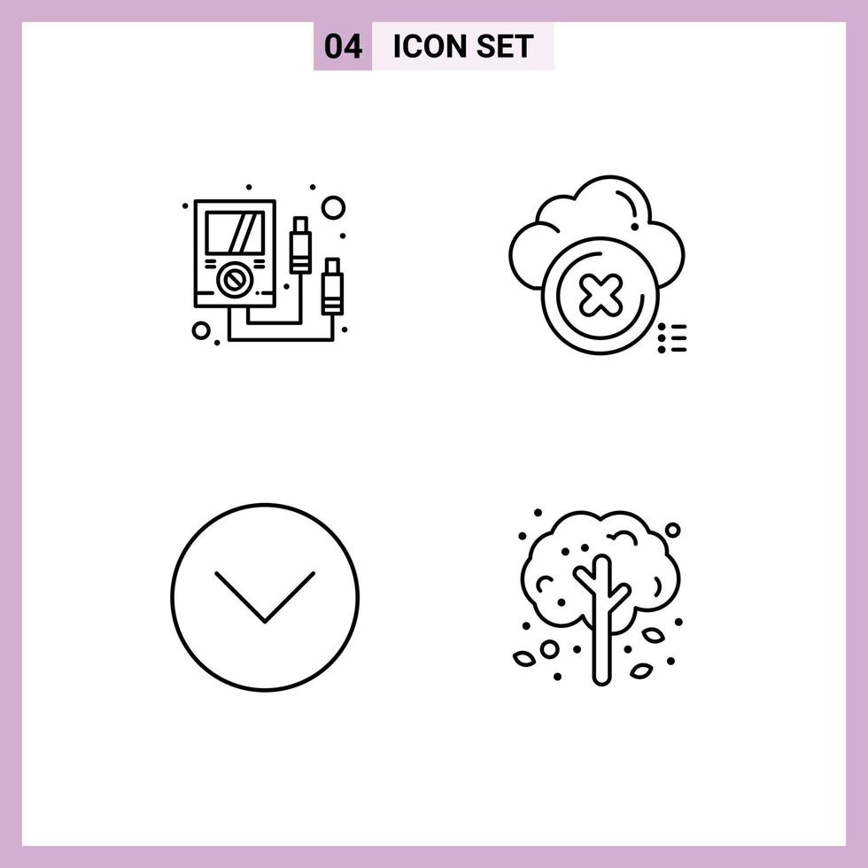 Universal Icon Symbols Group of 4 Modern Filledline Flat Colors of ammeter down multi meter close media player Editable Vector Design Elements