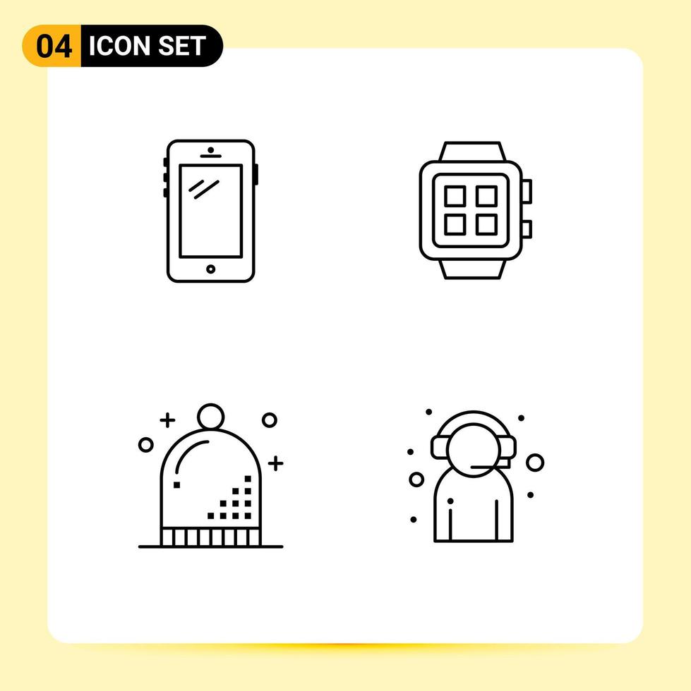 Pictogram Set of 4 Simple Filledline Flat Colors of phone watch huawei home event Editable Vector Design Elements
