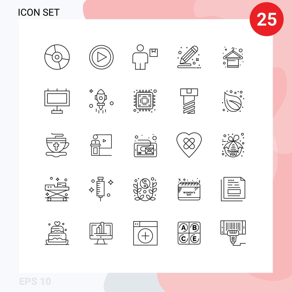 Group of 25 Modern Lines Set for draw creative user color package Editable Vector Design Elements