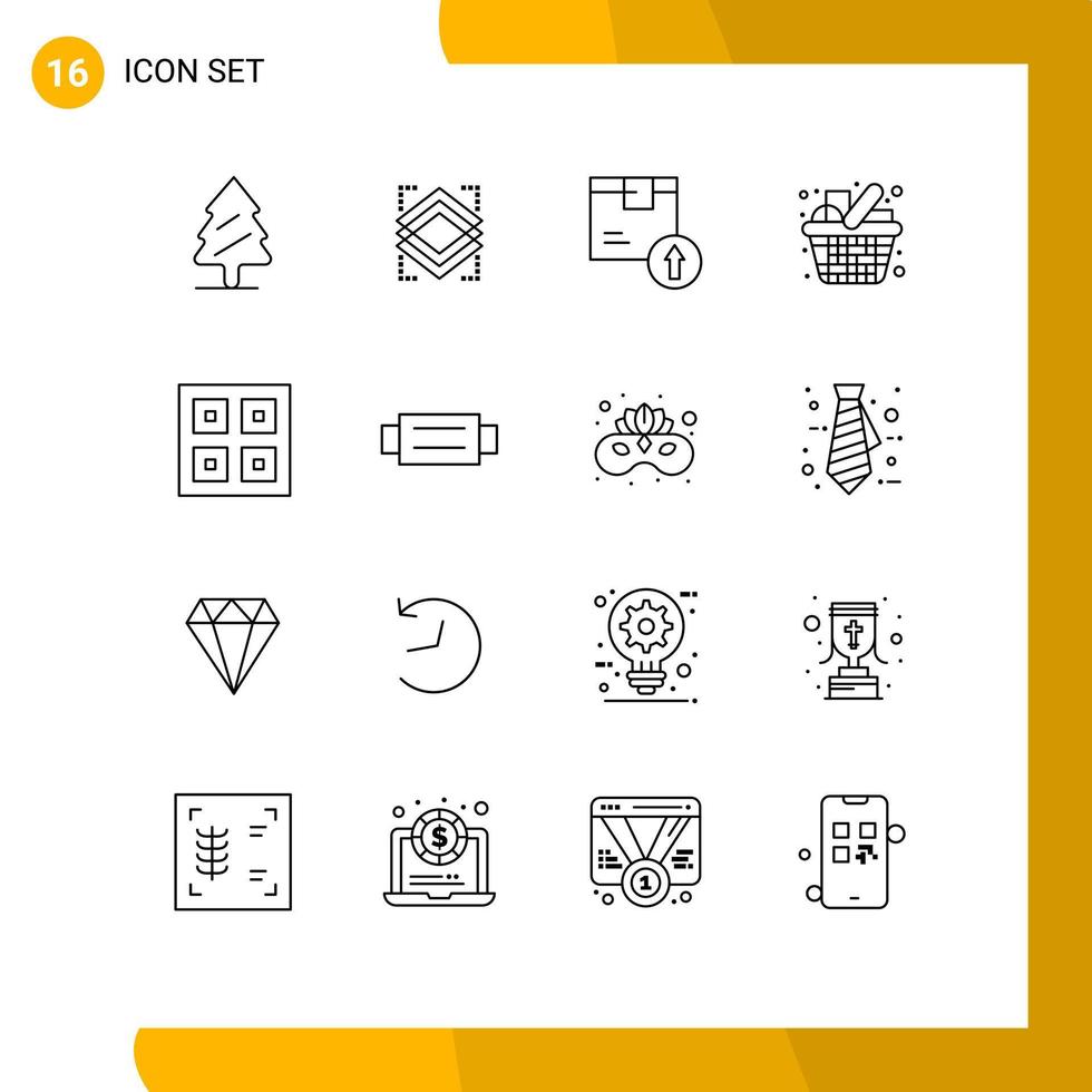 Universal Icon Symbols Group of 16 Modern Outlines of items shopping arrow up grocery product Editable Vector Design Elements