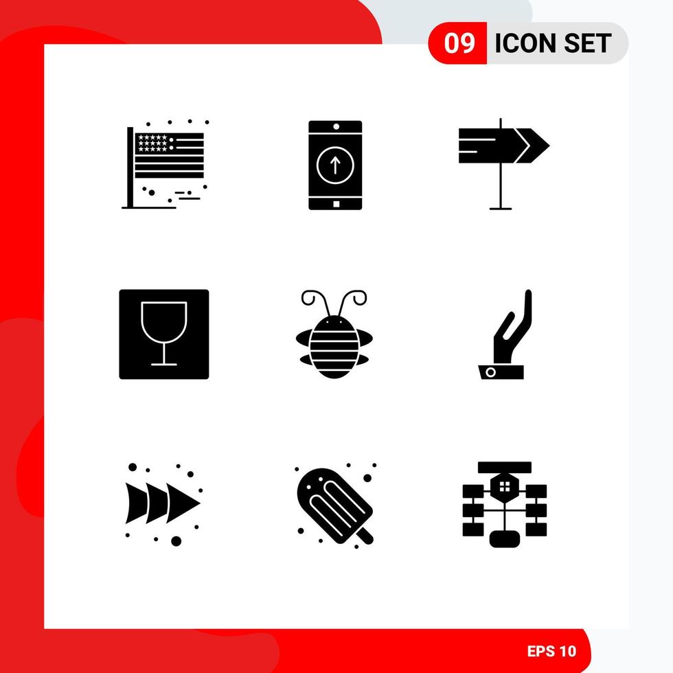 9 Solid Glyph concept for Websites Mobile and Apps bug bee insect sent photo editor Editable Vector Design Elements
