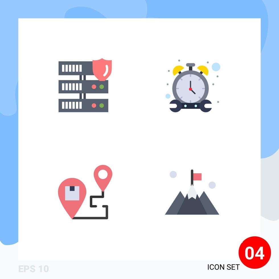 Stock Vector Icon Pack of 4 Line Signs and Symbols for data destination security watch map Editable Vector Design Elements