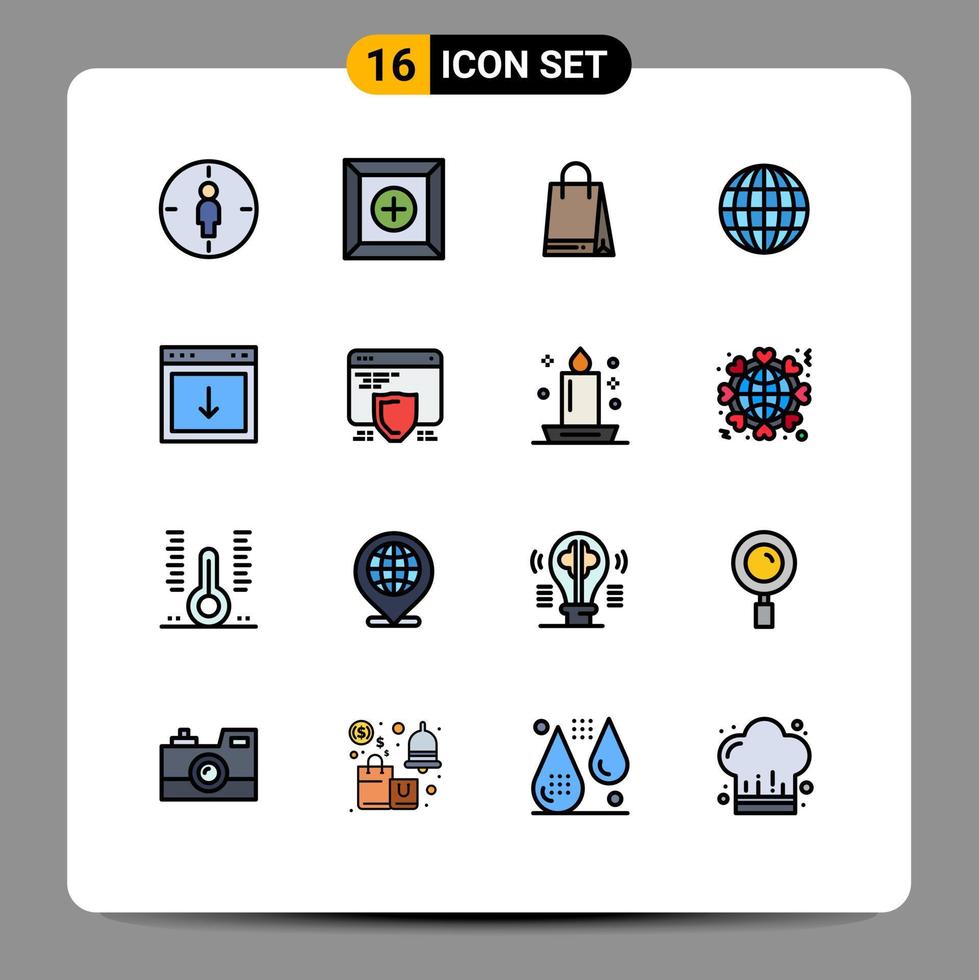 16 Creative Icons Modern Signs and Symbols of south down shopping arrow web Editable Creative Vector Design Elements