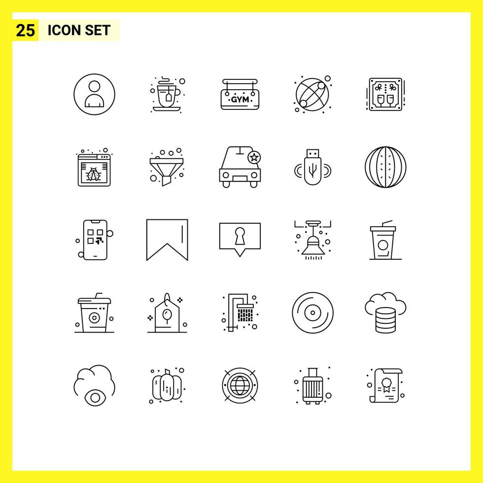 Modern Set of 25 Lines and symbols such as drinks celebration board alcoholic toy Editable Vector Design Elements