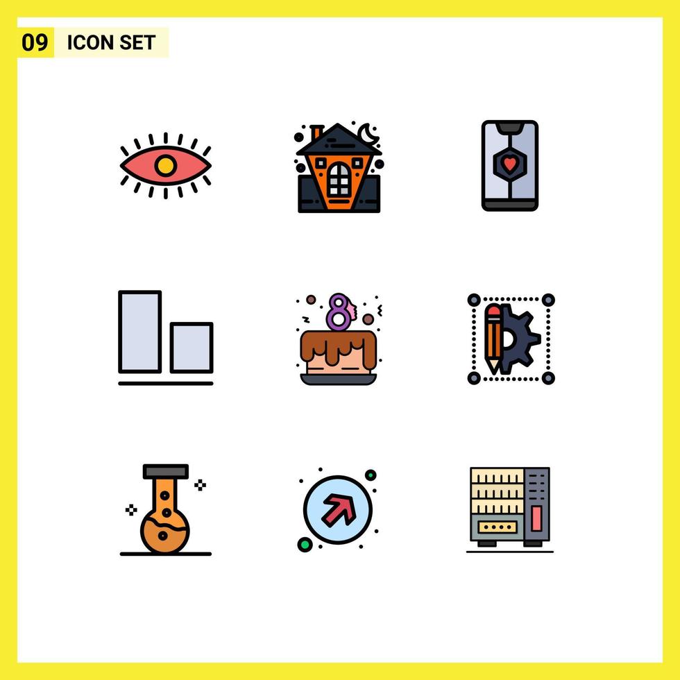 9 Creative Icons Modern Signs and Symbols of cake party bottom house align love Editable Vector Design Elements
