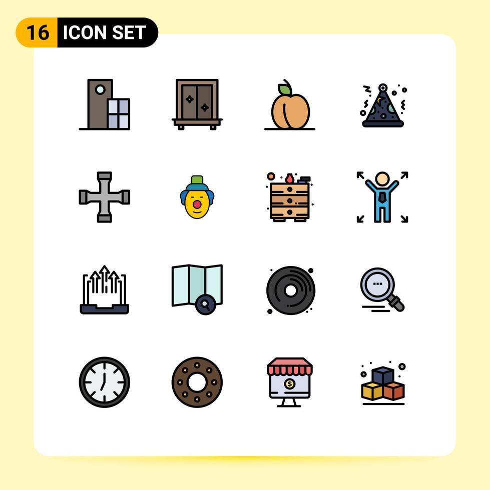 paquete de iconos de vectores de stock de 16 signos y símbolos de línea para la construcción de garajes y herramientas que visten sombreros de noche elementos de diseño de vectores creativos editables