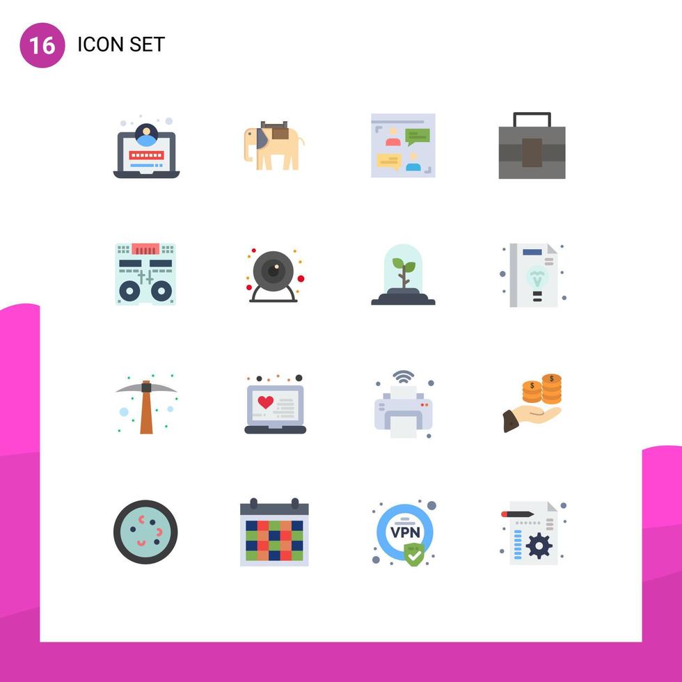 conjunto de 16 iconos de interfaz de usuario modernos signos de símbolos para consola mezcladora caja de herramientas de cd de chat paquete editable de elementos de diseño de vectores creativos