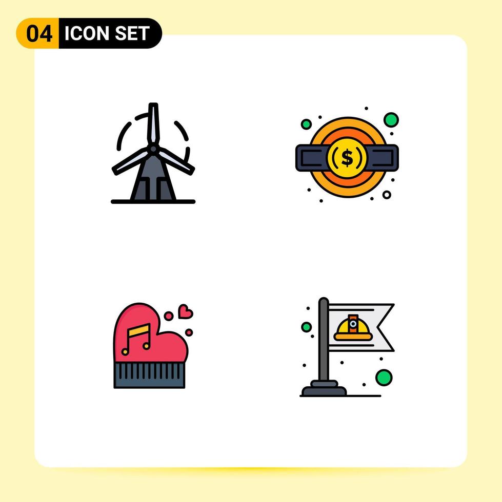 Set of 4 Modern UI Icons Symbols Signs for clean classic power service marriage Editable Vector Design Elements