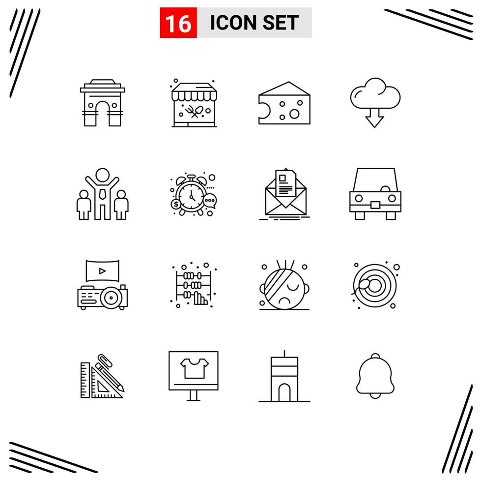 Outline Pack of 16 Universal Symbols of company down park arrow dairy Editable Vector Design Elements