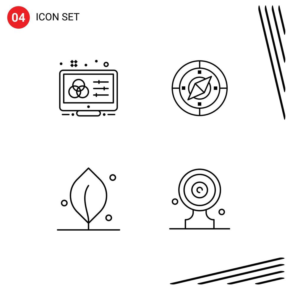 Mobile Interface Line Set of 4 Pictograms of creative ecology control navigator nature Editable Vector Design Elements