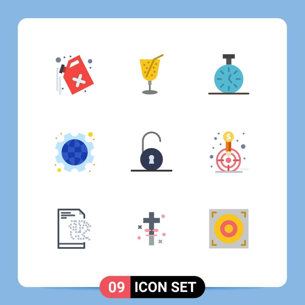 Modern Set of 9 Flat Colors Pictograph of circular labour time labor day Editable Vector Design Elements