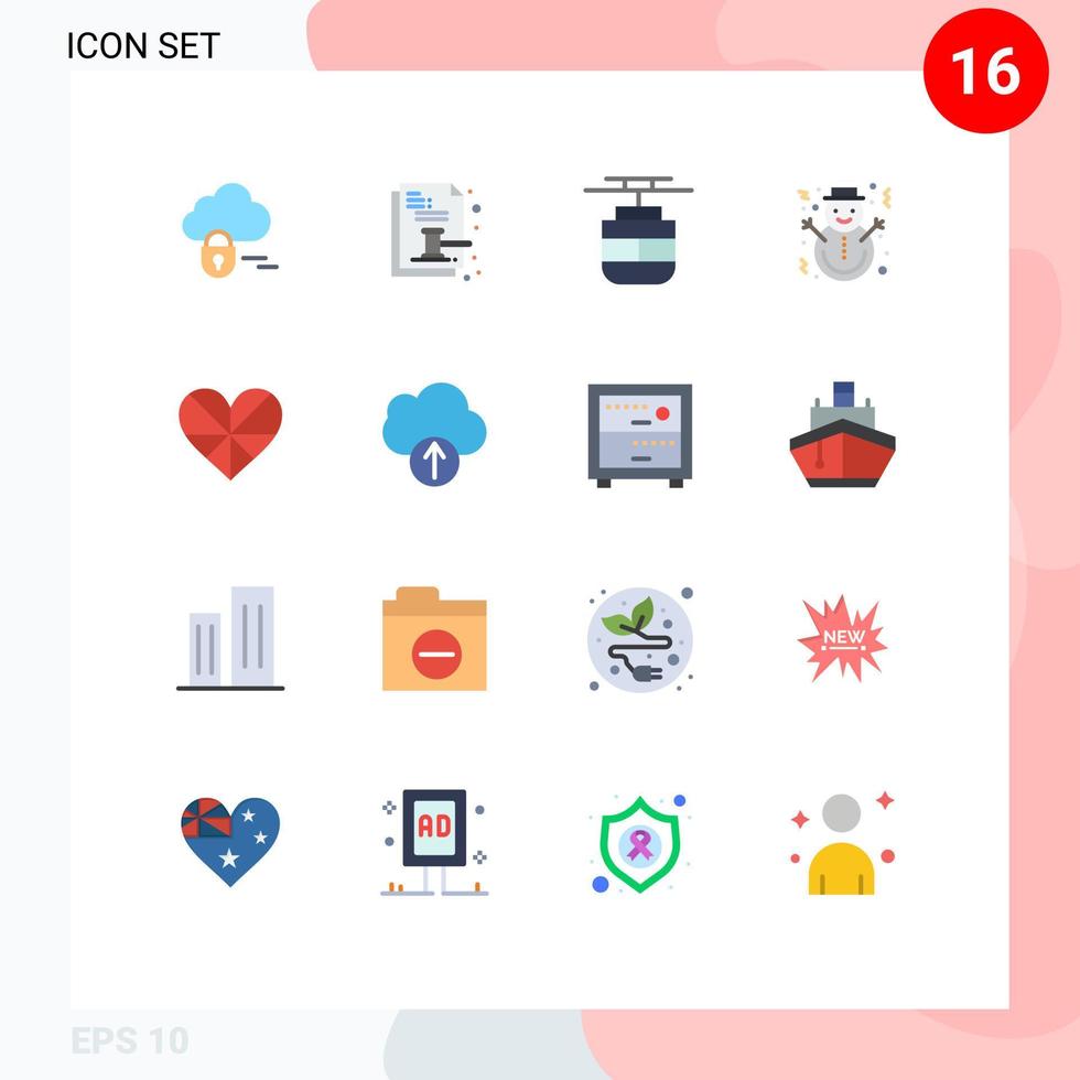 16 concepto de color plano para sitios web móviles y aplicaciones corazón navidad tranvía muñeco de nieve paquete editable de navidad de elementos creativos de diseño de vectores
