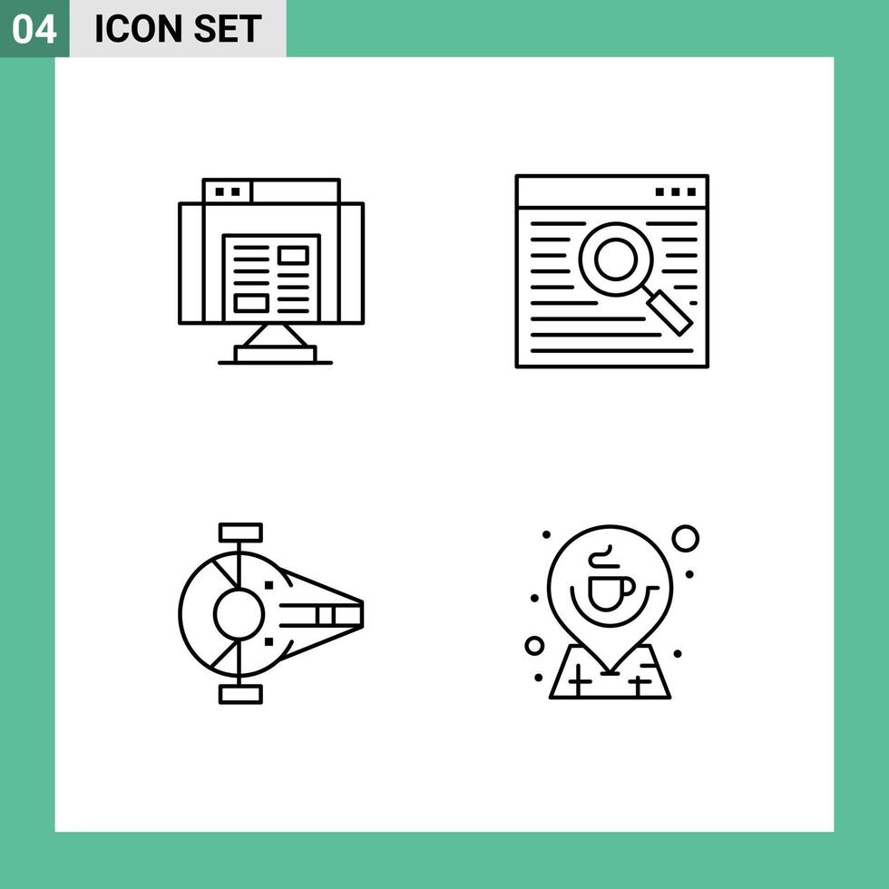 grupo de símbolos de iconos universales de 4 colores planos de línea de relleno modernos de la página web de la aplicación de combate elementos de diseño vectorial editables vector