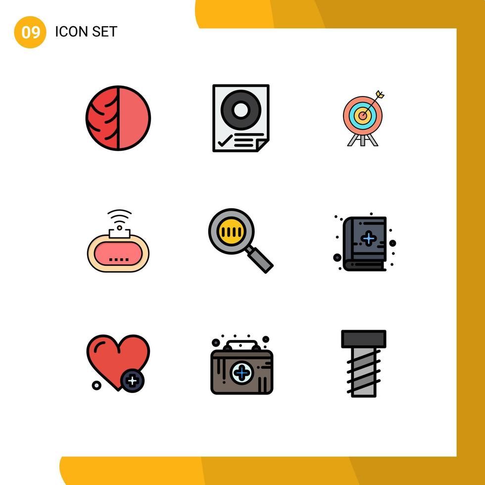 9 iconos creativos signos y símbolos modernos de datos de la placa de seguridad flecha objetivo elementos de diseño vectorial editables vector
