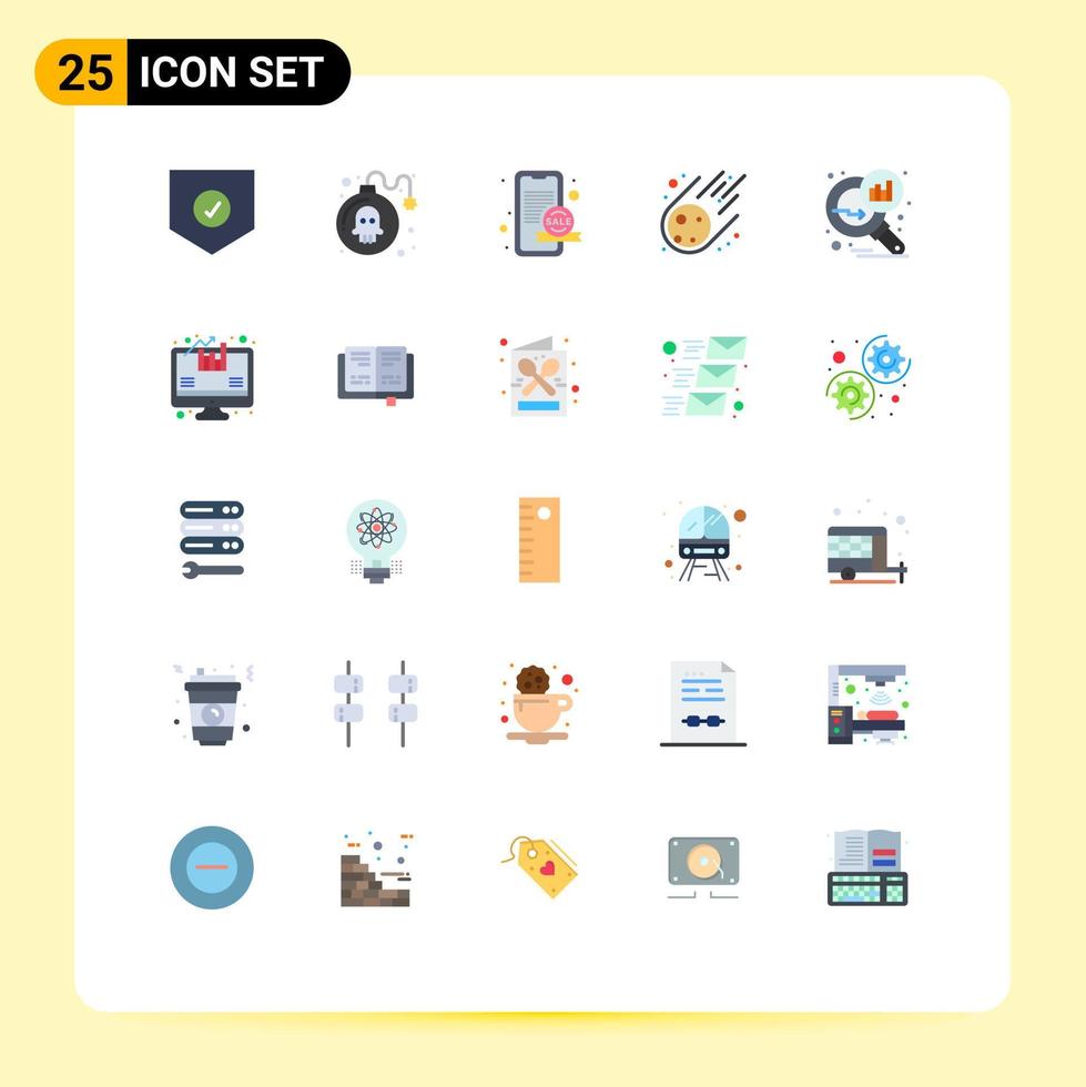 25 Universal Flat Colors Set for Web and Mobile Applications graph analysis space marketing meteorite meteorite Editable Vector Design Elements