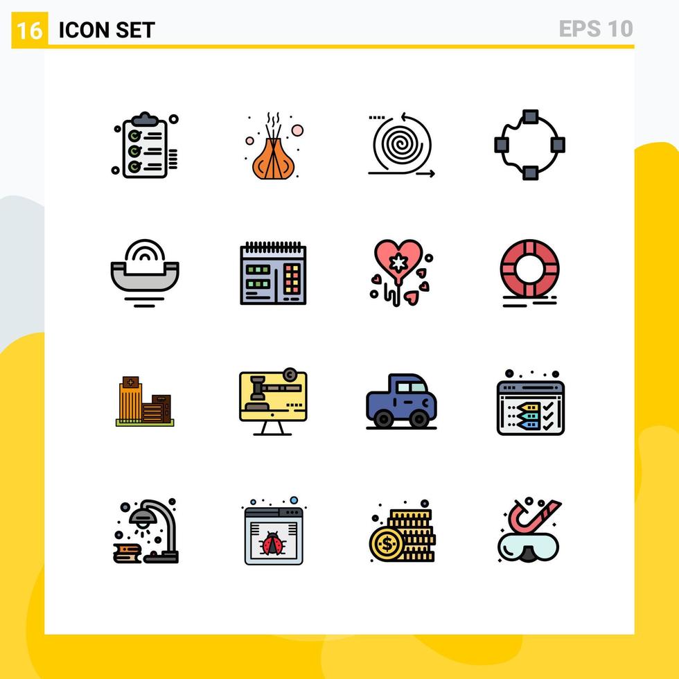 Flat Color Filled Line Pack of 16 Universal Symbols of device points sticks path management Editable Creative Vector Design Elements