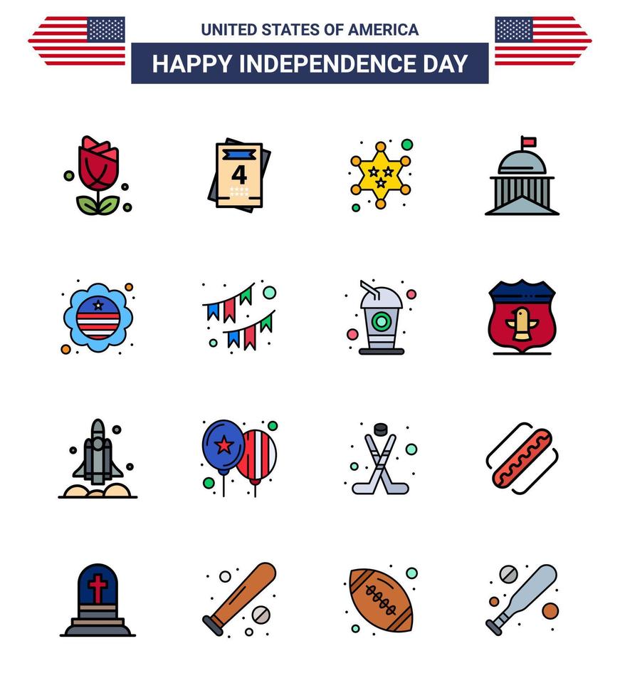 16 Creative USA Icons Modern Independence Signs and 4th July Symbols of flag irish military ireland flag Editable USA Day Vector Design Elements