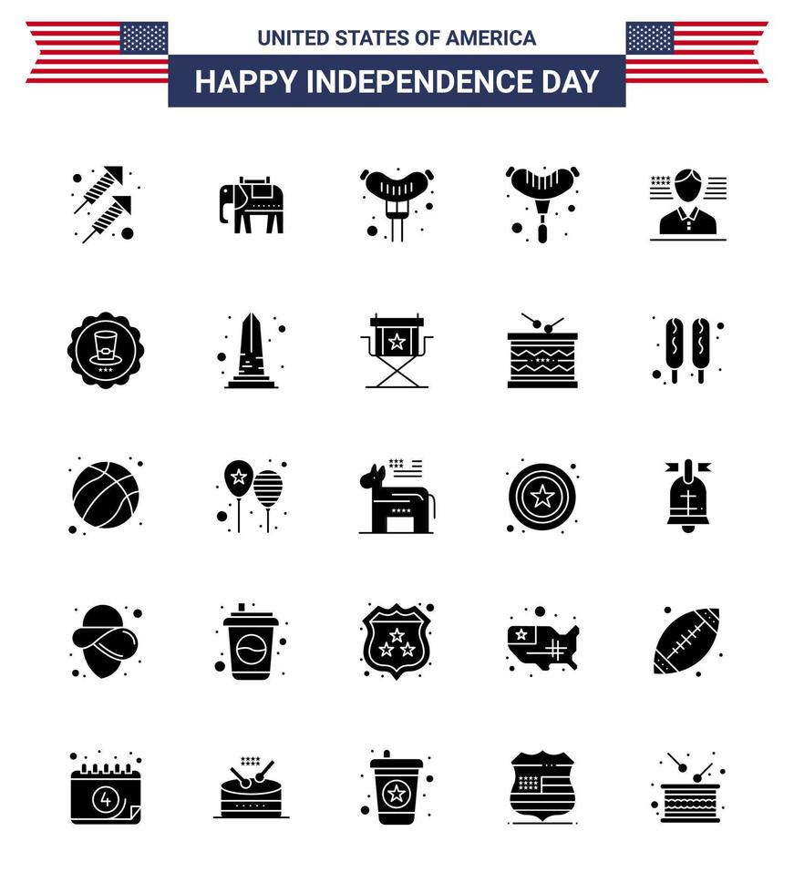 25 Creative USA Icons Modern Independence Signs and 4th July Symbols of landmark sign frankfurter drink flag Editable USA Day Vector Design Elements