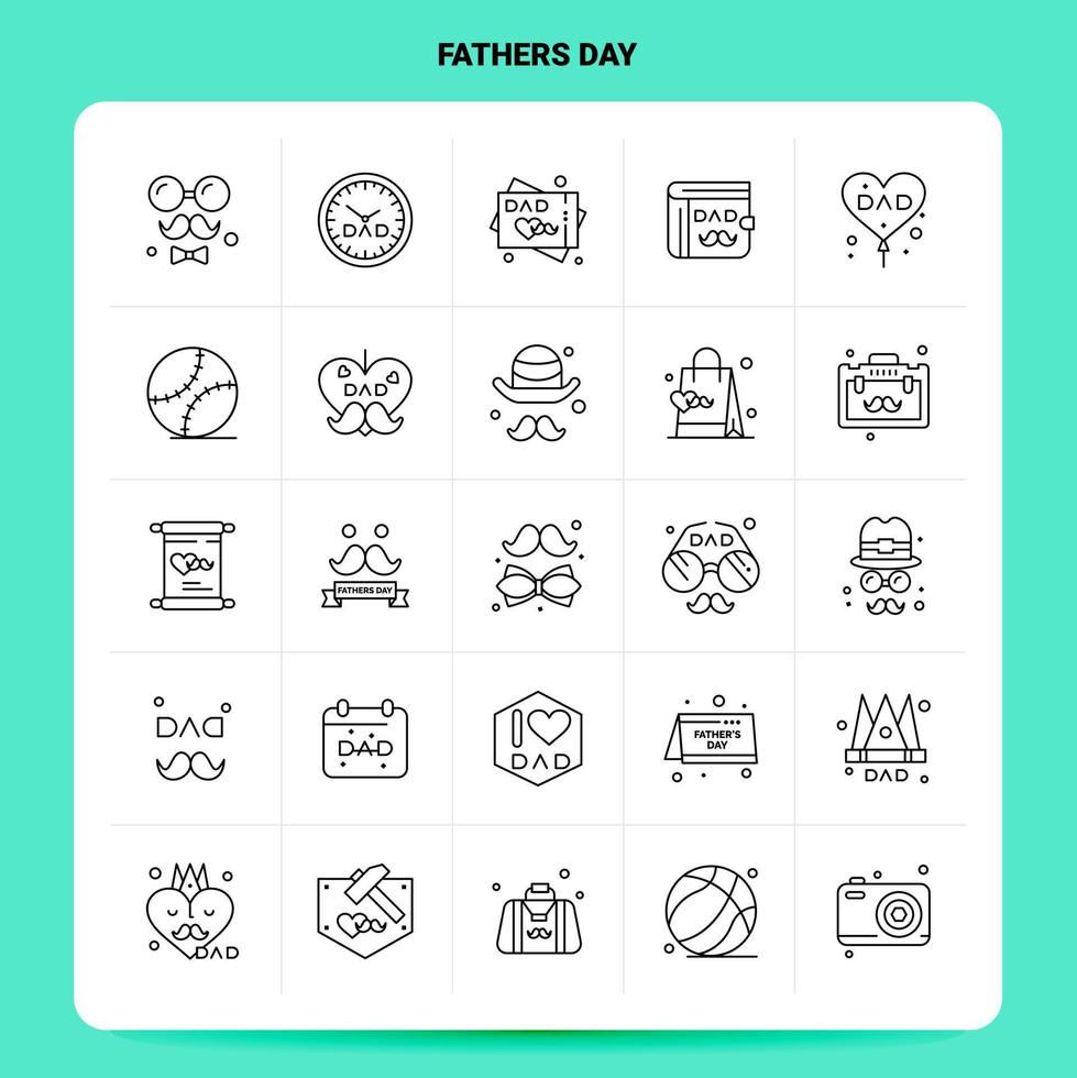 esquema 25 día del padre conjunto de iconos diseño de estilo de línea vectorial conjunto de iconos negros paquete de pictogramas lineales web y diseño de ideas de negocios móviles ilustración vectorial vector