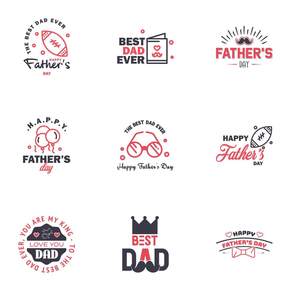 Happy Fathers Day Appreciation Vector Text Banner 9 Black and Pink Background for Posters Flyers Marketing Greeting Cards Editable Vector Design Elements