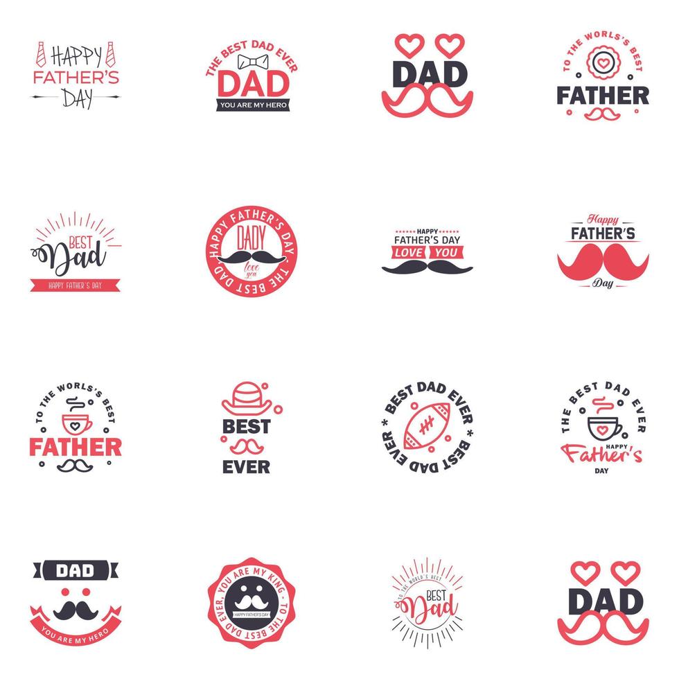 Happy fathers day 16 Black and Pink Typography Fathers day background design Fathers day greeting card Editable Vector Design Elements