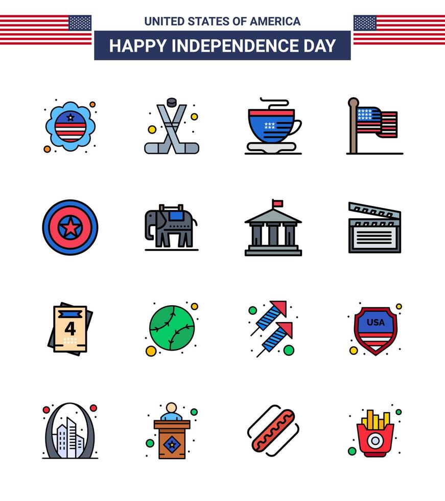 16 iconos creativos de estados unidos signos de independencia modernos y símbolos del 4 de julio de independencia estados unidos américa acción de gracias elementos de diseño de vector de día de estados unidos editables estadounidenses