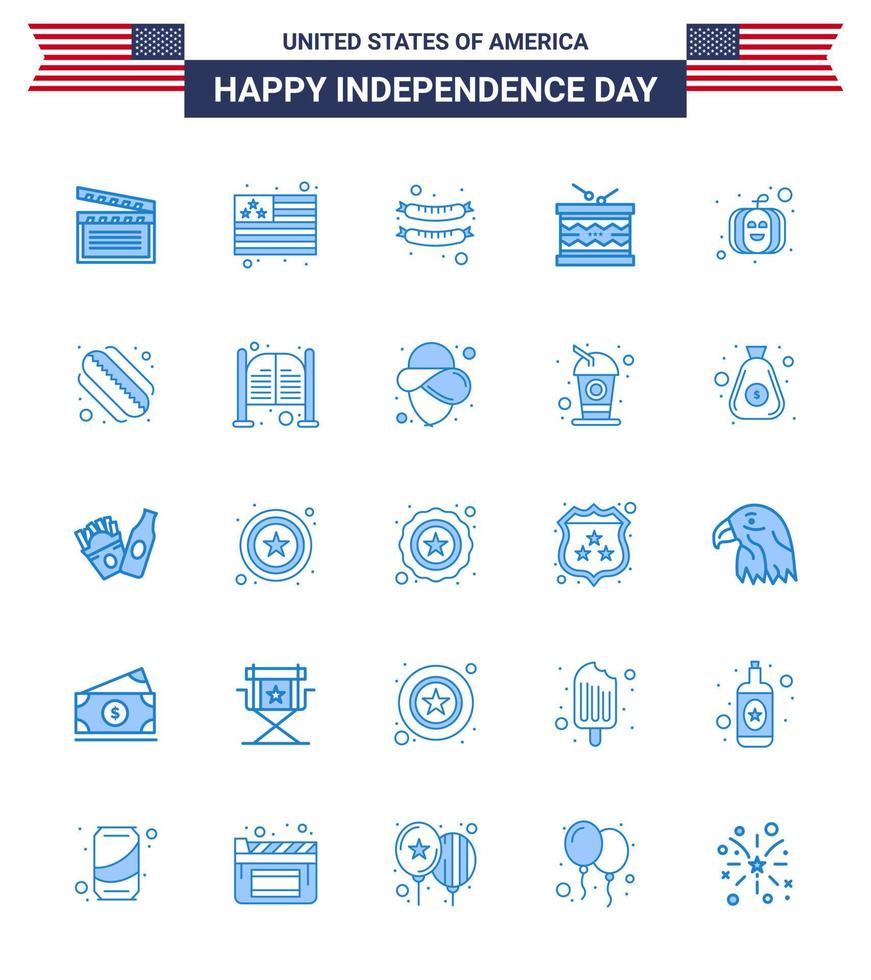 feliz día de la independencia 25 blues icon pack para web e imprimir usa festival american frankfurter st irish editable usa day elementos de diseño vectorial vector