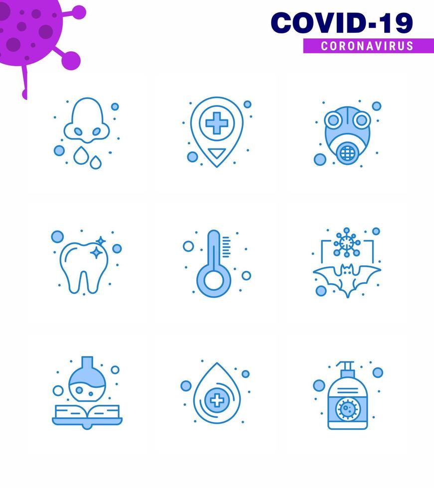 covid19 protección coronavirus pendamic 9 conjunto de iconos azules como medicina diente epidemia dental virus coronavirus viral 2019nov enfermedad vector elementos de diseño
