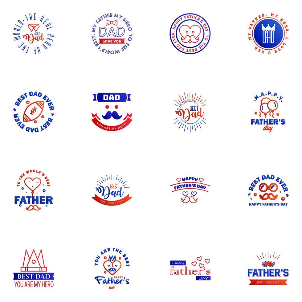 Happy Fathers Day Appreciation Vector Text Banner 16 Blue and red Background for Posters Flyers Marketing Greeting Cards Editable Vector Design Elements