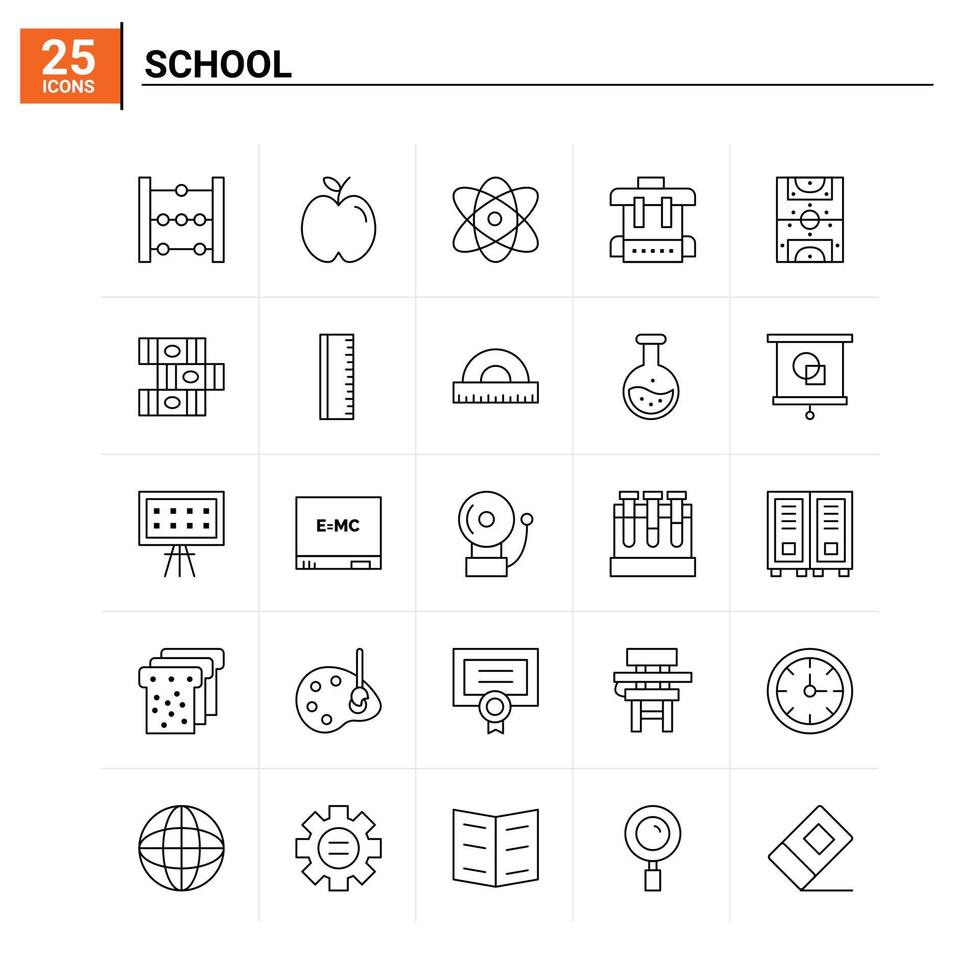 25 School icon set vector background