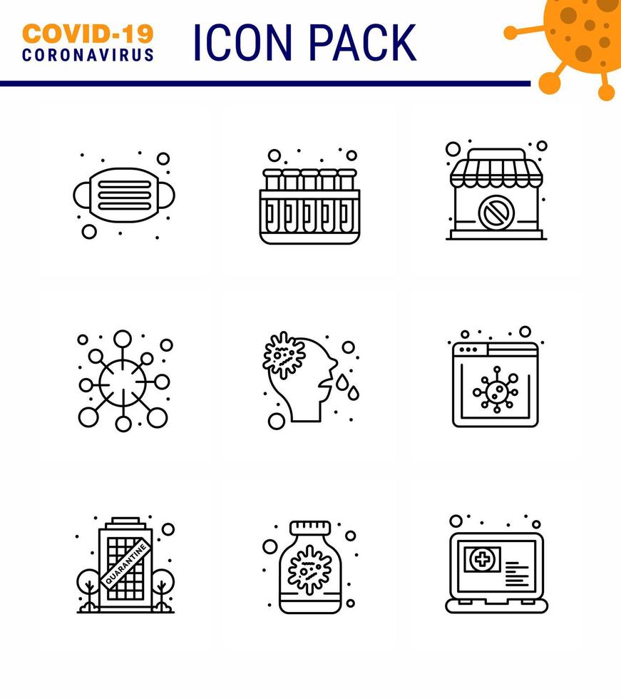 COVID19 corona virus contamination prevention Blue icon 25 pack such as allergy corona closed epidemic antigen viral coronavirus 2019nov disease Vector Design Elements