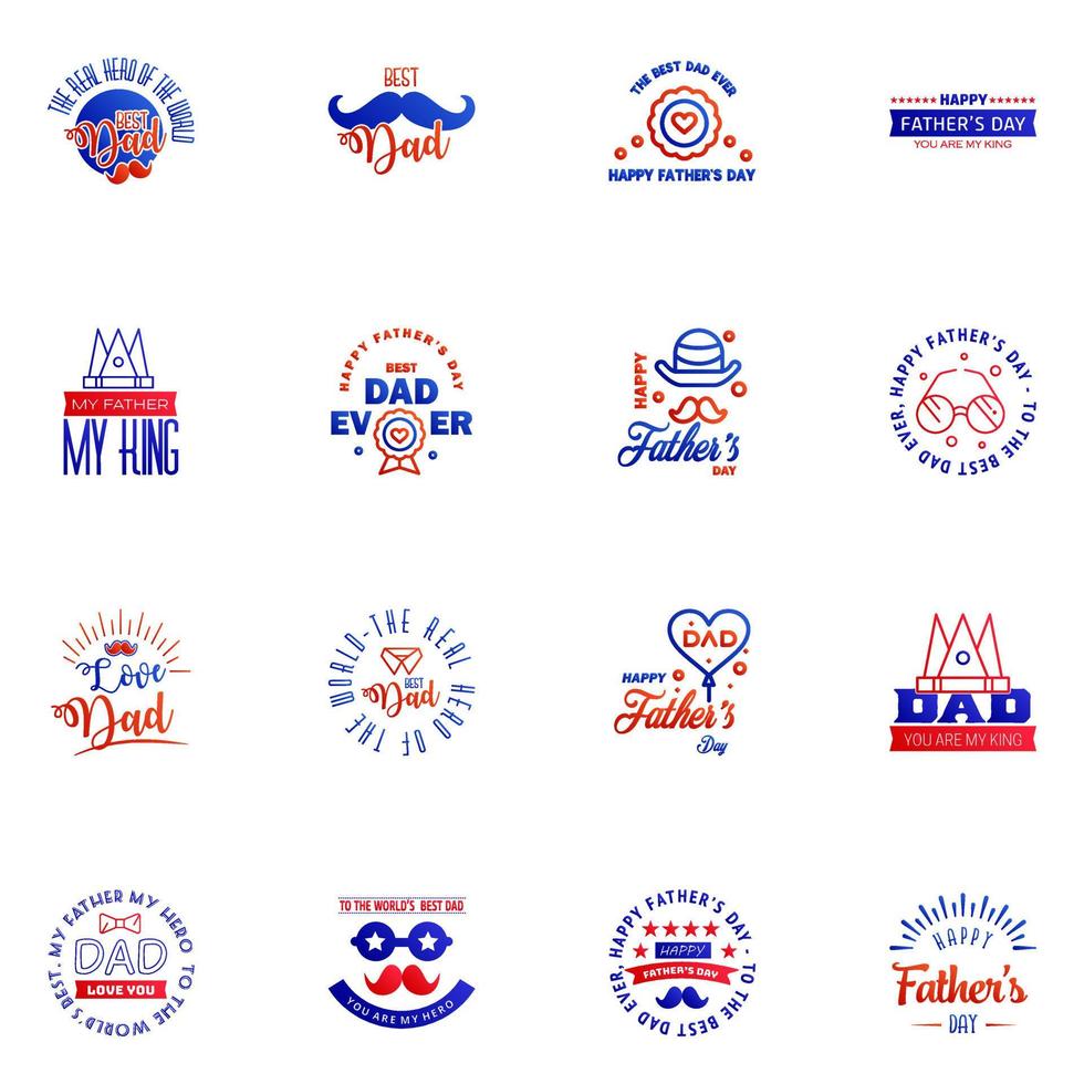 Happy Fathers Day Appreciation Vector Text Banner 16 Blue and red Background for Posters Flyers Marketing Greeting Cards Editable Vector Design Elements