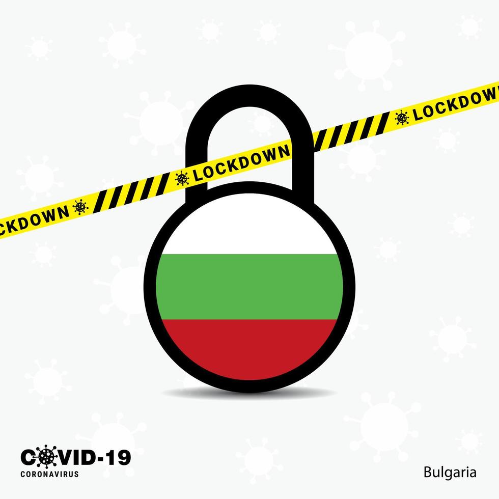 Bulgaria Lock DOwn Lock Coronavirus pandemic awareness Template COVID19 Lock Down Design vector