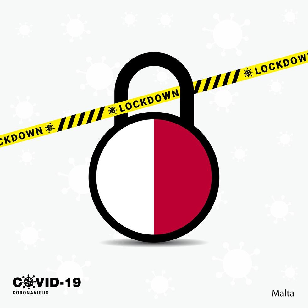 Malta Lock DOwn Lock Coronavirus pandemic awareness Template COVID19 Lock Down Design vector