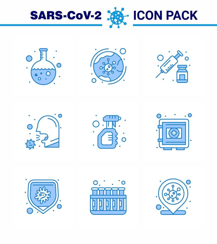 9 paquete de iconos de epidemia de coronavirus azul chupar como enfermo infección de atención médica covid vacuna coronavirus viral 2019nov elementos de diseño de vectores de enfermedad