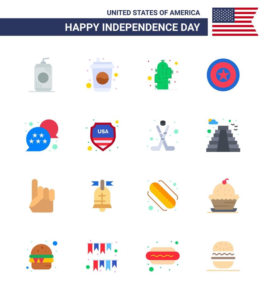 16 Flat Signs for USA Independence Day usa medal cactus independence day holiday Editable USA Day Vector Design Elements