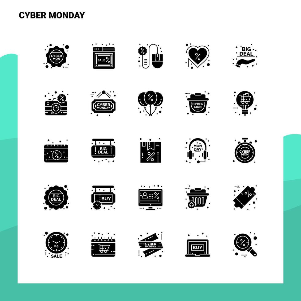 25 Cyber Monday Icon set Solid Glyph Icon Vector Illustration Template For Web and Mobile Ideas for business company