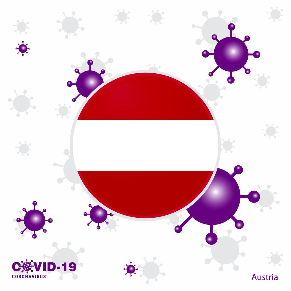 Pray For Austria COVID19 Coronavirus Typography Flag Stay home Stay Healthy Take care of your own health vector