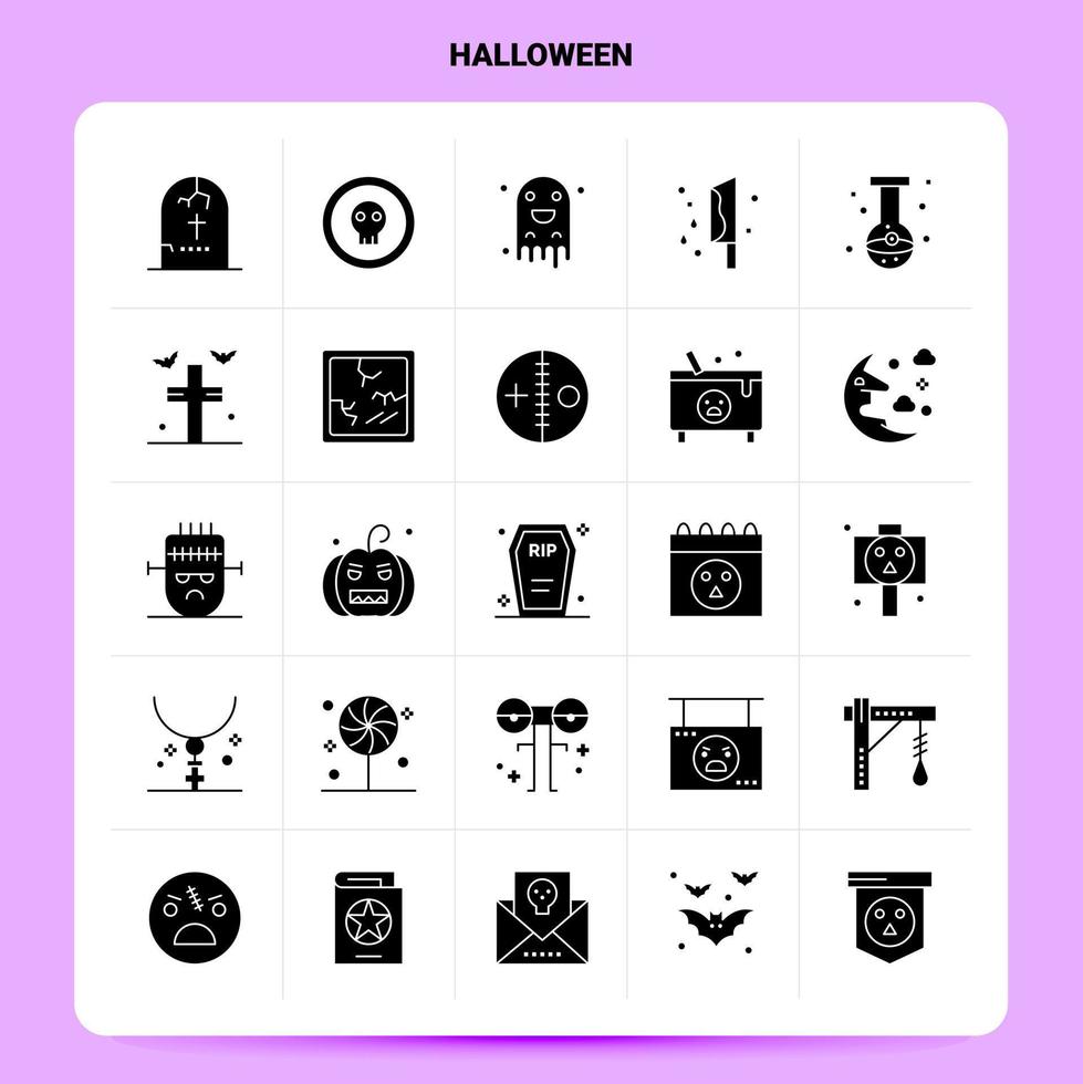 sólido 25 conjunto de iconos de halloween diseño de estilo de glifo vectorial conjunto de iconos negros diseño de ideas de negocios web y móvil ilustración vectorial vector